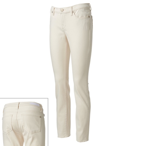 Rock & Republic Denim - Rock & Republic Cream Wash Distressed Skinny Jeans